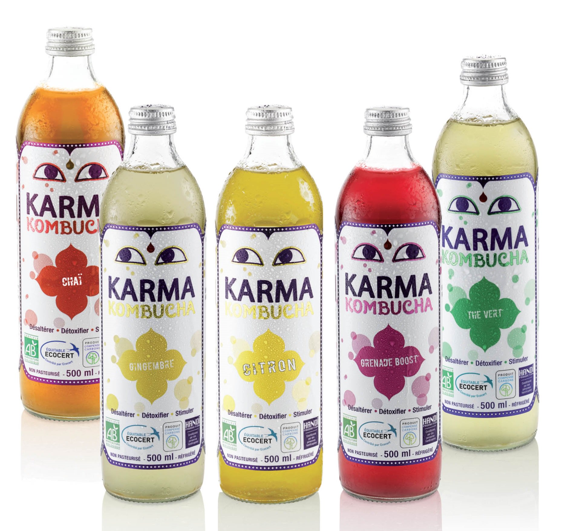 Kombucha mangue, pêche et fleurs d'oranger en contenant consigné